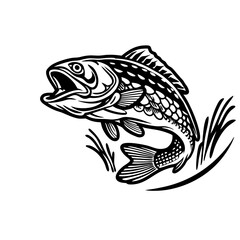 Stylized Fish Leaping with Dynamic Movement and Detailed Line Art