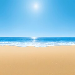 Fototapeta premium Bright Sunny Day at Sandy Beach with Calm Blue Ocean and