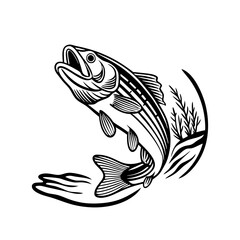 Stylized Fish Leaping with Dynamic Movement and Detailed Line Art