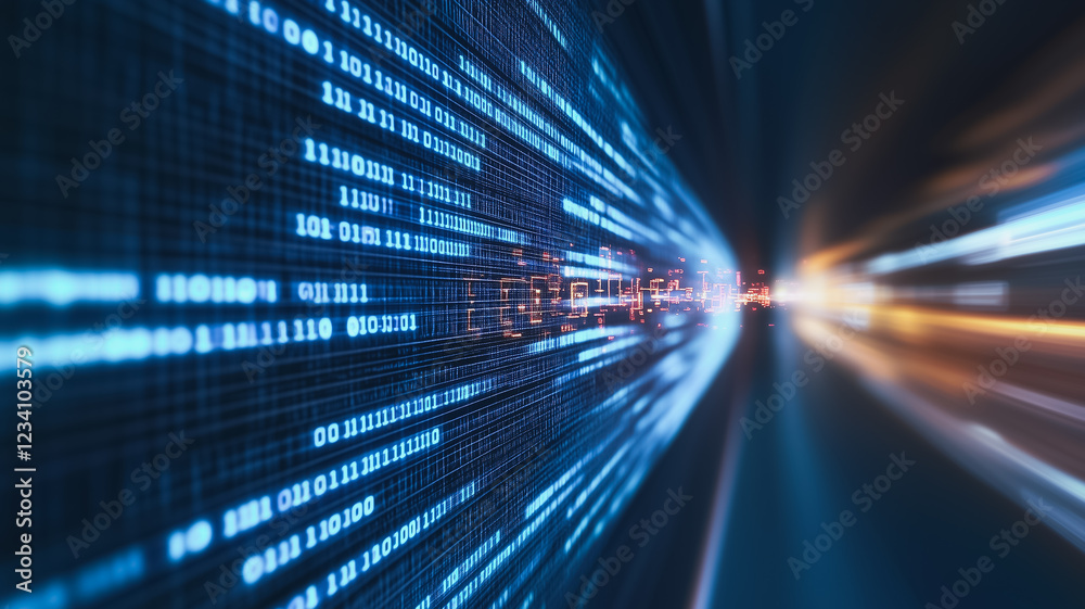 Poster data flow in the digital age: an abstract, dynamic representation of data flowing through a digital 