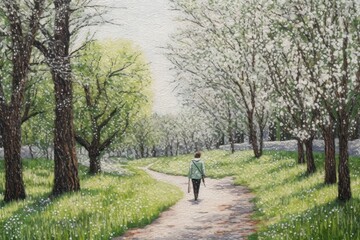 Obraz premium Men walking dog in the park outdoors woodland nature.