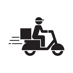 Obraz premium Delivery rider icon, Shipping fast delivery man riding motorcycle symbol, Pictogram flat design, Track and trace processing status, Vector illustration