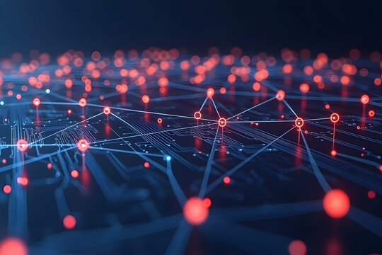 Global network connections, data flow, digital technology background