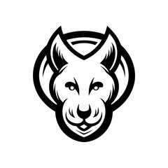 Stylized Cougar Face with Bold Lines and Nature-Inspired Design