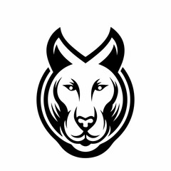 Stylized Cougar Face with Bold Lines and Nature-Inspired Design