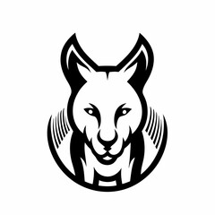 Stylized Cougar Face with Bold Lines and Nature-Inspired Design