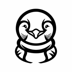 Stylized Penguin Character with Bold Lines and Symmetrical Design
