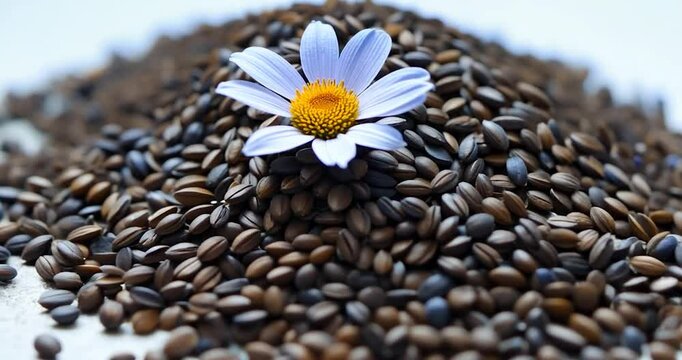 Black cumin seed with blue and sockets flower