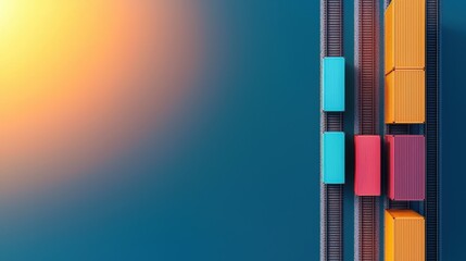 Obraz premium warehouse Logistic and Supply Chain Network Aerial view of a large logistics hub with trucks and trains, emphasizing the scale of the supply chain