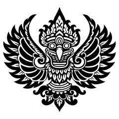 Intricate Tribal Bird Design with Detailed Wings and Ornamental Elements