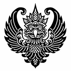 Intricate Tribal Bird Design with Detailed Wings and Ornamental Elements