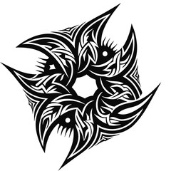 Tribal Geometric Pattern Design with Flowing Curves and Sharp Angles