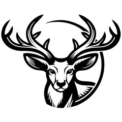 Fototapeta premium Stylized Line Art of Deer Head with Elegant Antlers and Nature-Inspired Design