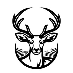Stylized Line Art of Deer Head with Elegant Antlers and Nature-Inspired Design