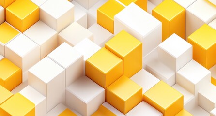Abstract 3D rendering of yellow and white cubes. (3)