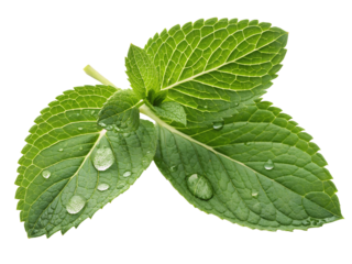 mint leaves with water drop isolated on white background PNG image
