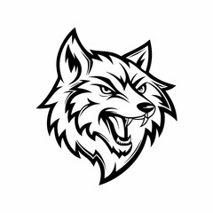 Obraz premium Intricate Line Art of Angry Wolf Head with Bold Geometric and Detailed Features