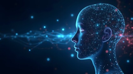 Digital background perfect for tech processes, neural networks, artificial intelligence, data transfer and encryption, digital archives, sound and graphic presentations, science, education, etc