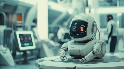 Futuristic Robot in a Modern Lab