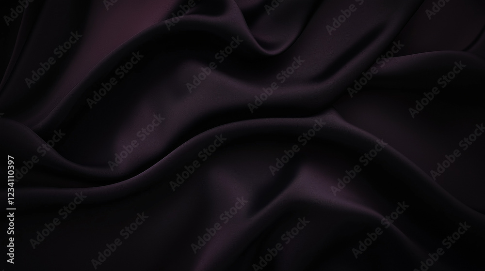 Poster elegant black silk fabric with subtle folds and reflective sheen. luxurious textile with soft lighti