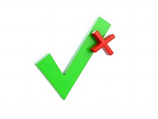Obraz premium Green check mark and red cross sign on white background