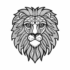 Obraz premium Intricate Line Art of Lion Head with Detailed Mane and Geometric Patterns
