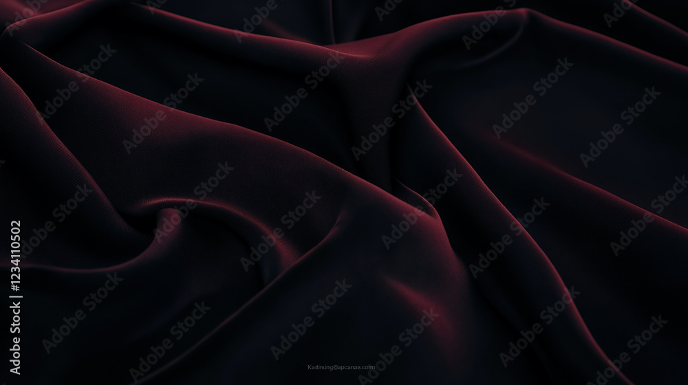 Poster elegant black silk fabric with subtle folds and reflective sheen. luxurious textile with soft lighti