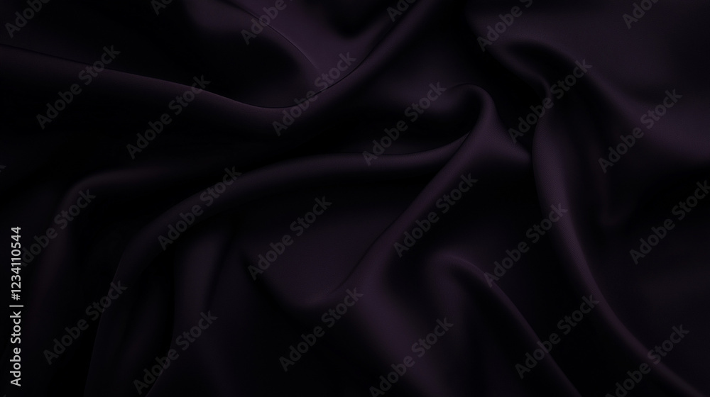 Poster elegant black silk fabric with subtle folds and reflective sheen. luxurious textile with soft lighti