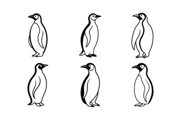 Naklejka premium Emperor Penguin (Aptenodytes forsteri) animal design, labeled line art vector art illustration.