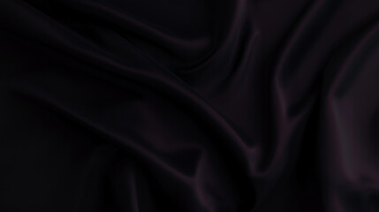 Obraz premium Elegant black silk fabric with subtle folds and reflective sheen. Luxurious textile with soft lighting and delicate shadows, creating depth and sophistication. Perfect for backgrounds, fashion, and de