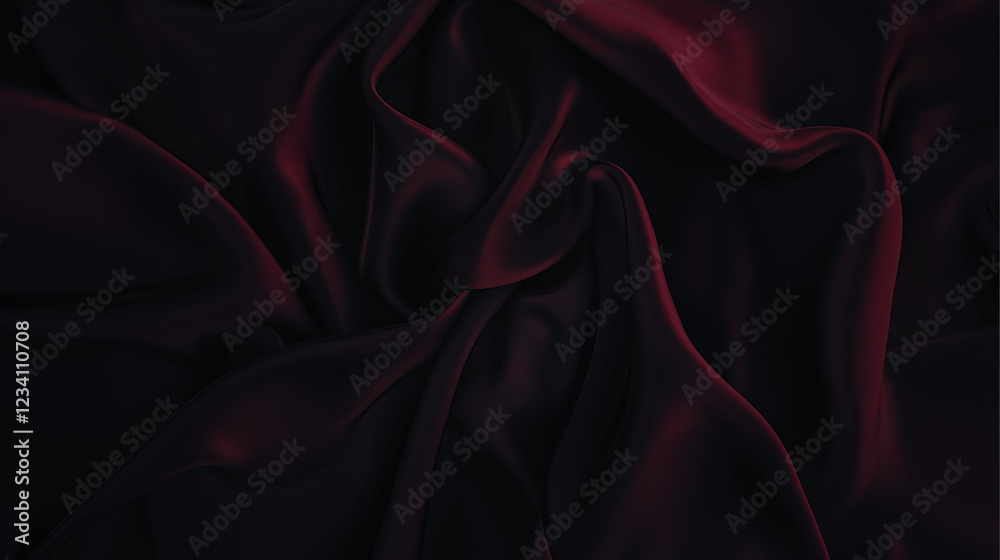 Poster elegant black silk fabric with subtle folds and reflective sheen. luxurious textile with soft lighti