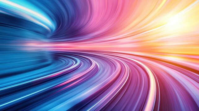 Train High Speed Motion Blur View from inside a hyperloop pod, blurred tunnel walls creating a sense of rapid acceleration