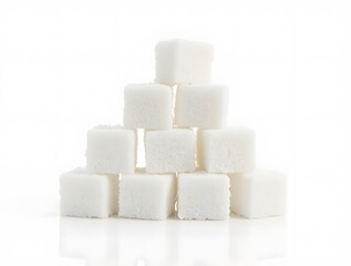 Stacked sugar cubes isolated on white background