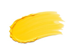 Yellow paint stroke isolated onwhite background