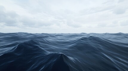 Vast Ocean Serenity: A Tranquil Seascape Under a Cloudy Sky