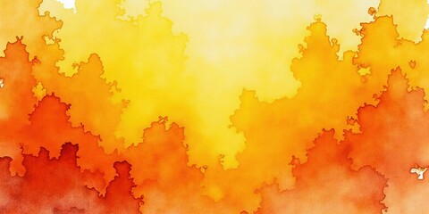 Obraz premium A vibrant watercolor landscape bathed in warm hues of orange and yellow, with the upper section transitioning to a deeper, richly shaded canvas that subtly hints at golden tones