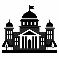 Government Office black silhouette vector illustration white background