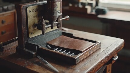 Leatherworker Pressing Leather Pieces for Assembly