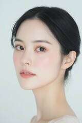 Fototapeta premium Soft Natural Beauty with Radiant Skin and Minimal Makeup