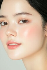 Fototapeta premium Soft Natural Beauty with Radiant Skin and Minimal Makeup
