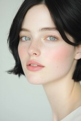 Fototapeta premium Soft Natural Beauty with Radiant Skin and Minimal Makeup