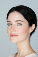 Obraz premium Soft Natural Beauty with Radiant Skin and Minimal Makeup