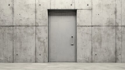 Modern metal door in a concrete wall.