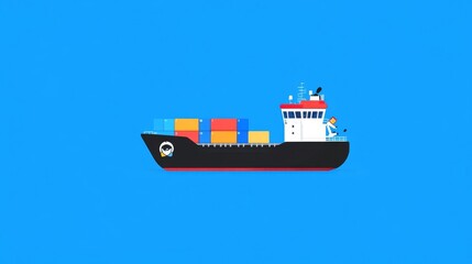 Cargo Ship Illustration: Container Vessel at Sea
