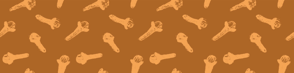 Clove seamless pattern. Vector carnation pencil drawings. Clove spice ornament. Hand-drawn illustrations of carnation background for label, packaging, banner, poster, cover design.