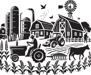 Black Agriculture Silhouette Vector, High Quality Illustration on White Background