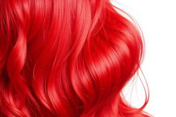 Red Hair isolated over white background. Shiny Healthy colored hair lock closeup.