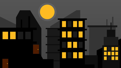 Minimalist Night City with Editable AI Format