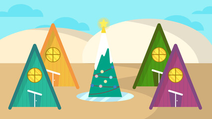 Snowy Christmas in the Desert with Editable AI Format