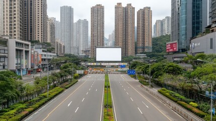 Obraz premium Empty City Street in Modern Urban Setting